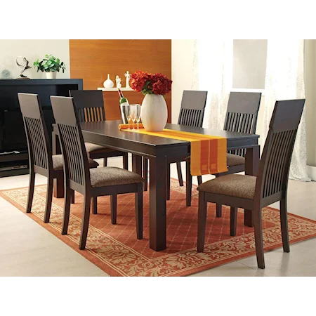 Casual 7-Piece Mission-Style Dining Table and Chair Set